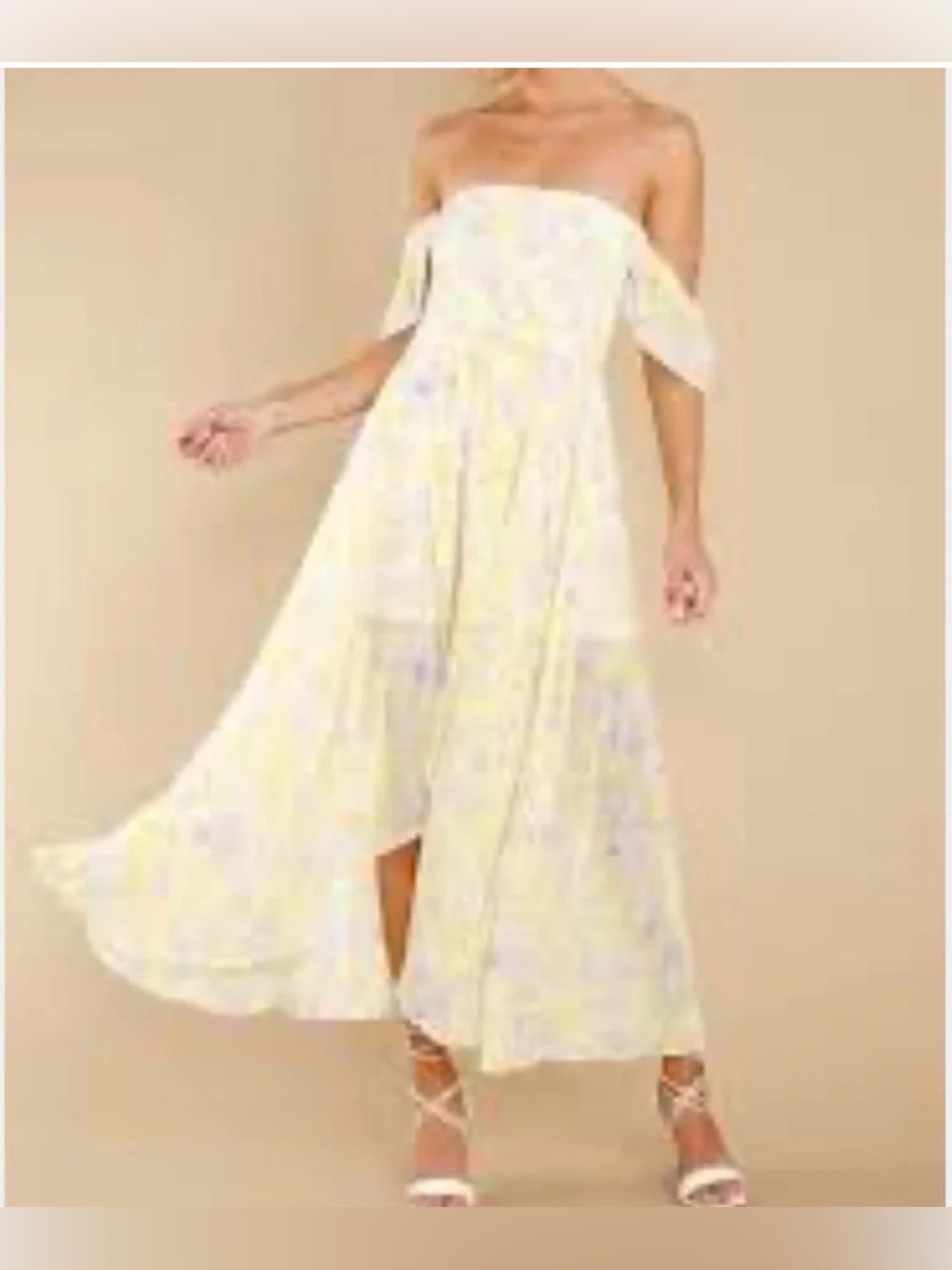 HYFVE Off-Shoulder Yellow and White floral off the shoulder midi NWT